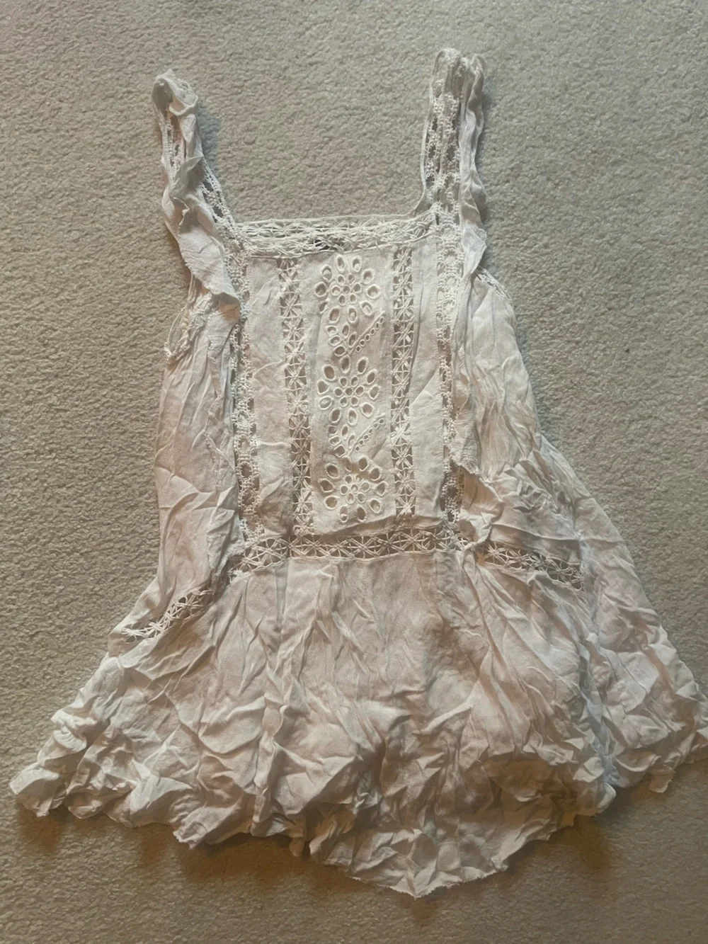 Free People White/Cream Crochet Mini Dress - Picture 1 of 3